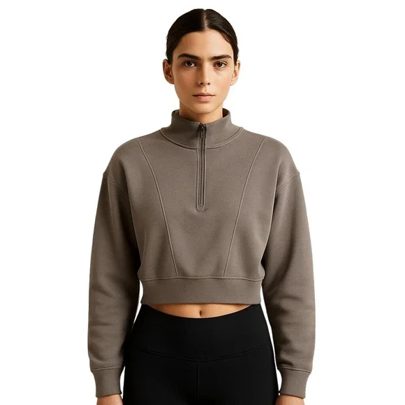 Victoria's Secret Quarter Zip Sweatshirt Pullover Green XS - Picture 1 of 6